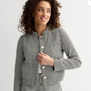 Draper James Black and White Jacket, Gold Buttons, And Accents In Fabric. Sz XS